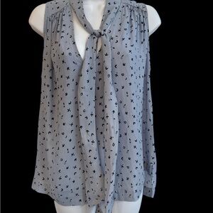 Free People Blue Blouse with Tie Front and Relaxed Fit